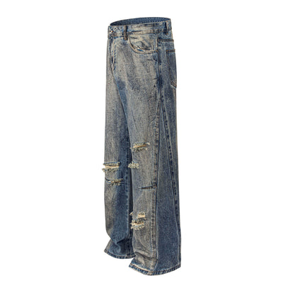 Vintage Distressed Ripped Relaxed-Straight Jeans