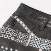 Vintage Washed Black Wide-Leg Printed Jeans