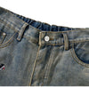 Dog Embroidery Loose Fit Denim Shorts