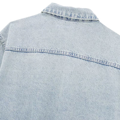 Women's Loose Street Style Mid-length Double Pocket Denim Shirt