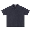 Retro Distressed Waffle Vintage Wash Polo T-Shirt