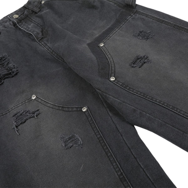 Men's Distressed Punk Cargo Pants – Loose Wide-Leg Streetwear