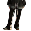 Vintage Inspired Denim Panel Straight Leg Drawstring Pants