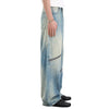 Retro Distressed Washed Baggy Patchwork Zip-Detail Relaxed Straight Fit Denim Jeans