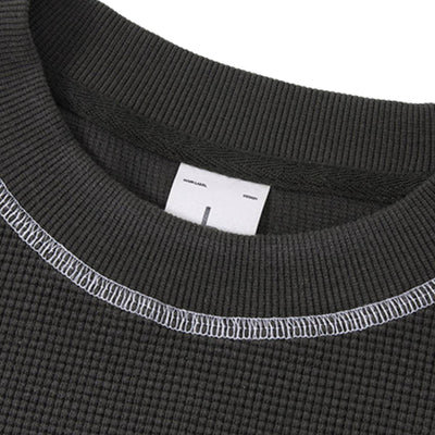 Vintage Waffle Knit Contrast Stitch Oversized T-Shirt
