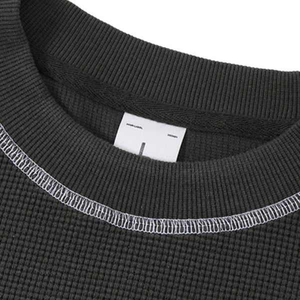Vintage Waffle Knit Contrast Stitch Oversized T-Shirt