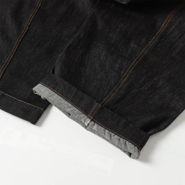 High Street Vintage Washed Raw Denim Wide Leg Curved Jeans
