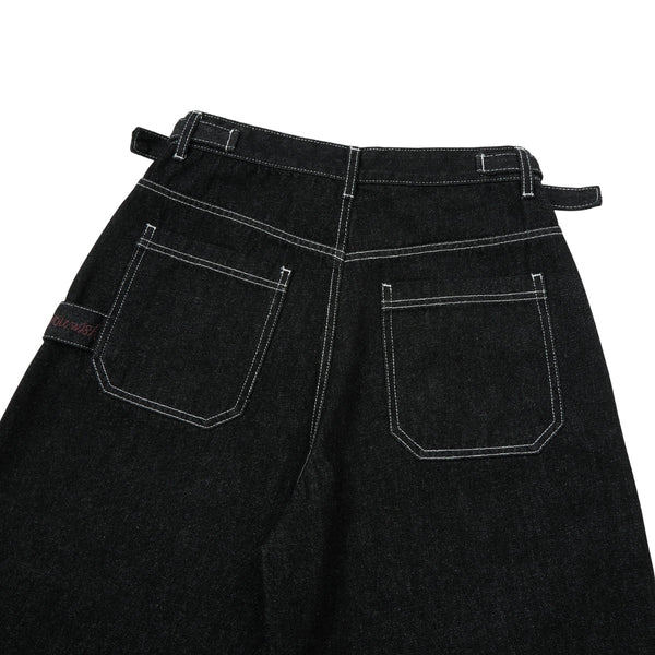 Retro Raw Denim Wide-Leg Bermuda Shorts