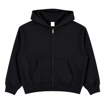 Boxy Cropped 340G Thermal Fleece Zip Hoodie