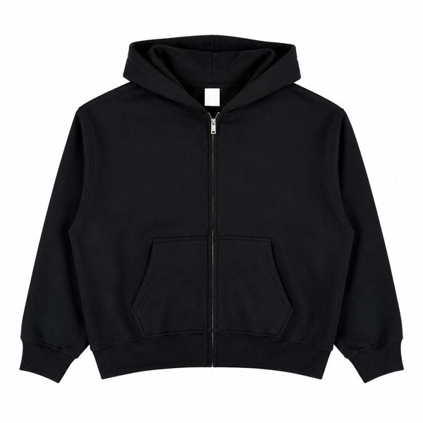 Boxy Cropped 340G Thermal Fleece Zip Hoodie