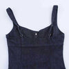 Decorative Button Strappy Denim Maxi Dress