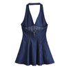 Halter Neck A-Line Denim Minidress