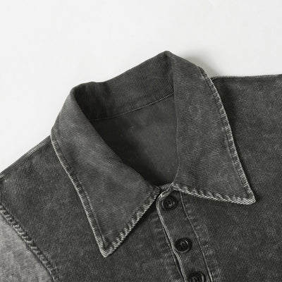 Two Tone Vintage Wash Contrast Panels Polo Shirt