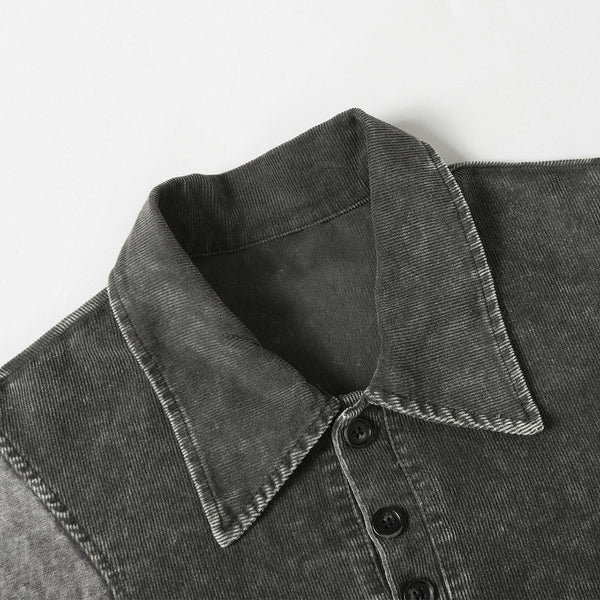 Two Tone Vintage Wash Contrast Panels Polo Shirt