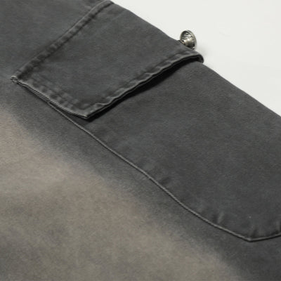 Casual Wide Leg Cargo Pants Striped Elastic Waistband