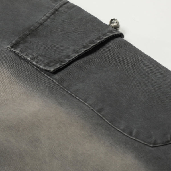 Casual Wide Leg Cargo Pants Striped Elastic Waistband