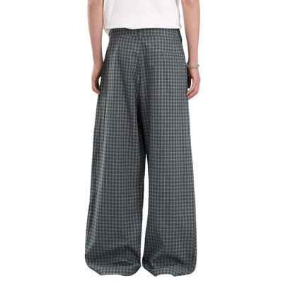 Plaid Wide-Leg Relaxed Baggy Unisex Casual Trousers