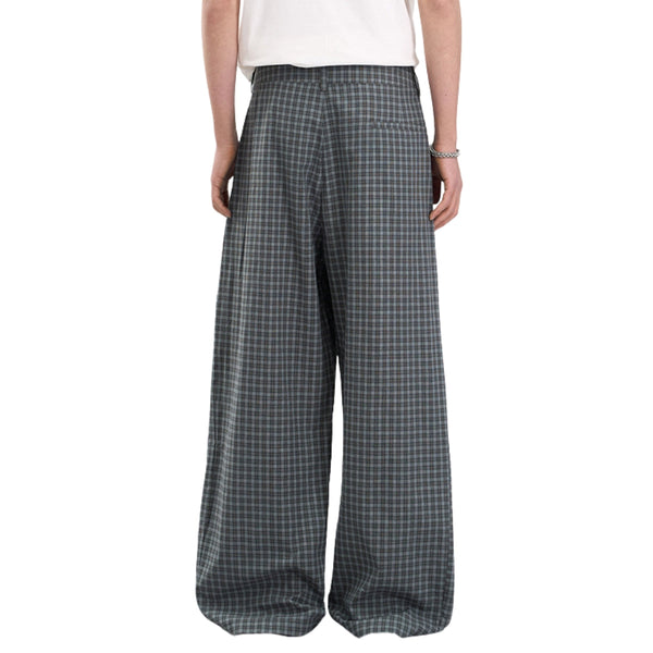 Plaid Wide-Leg Relaxed Baggy Unisex Casual Trousers