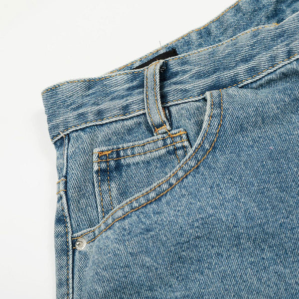 Asymmetrical Wide Leg Modern Light Wash Jeans