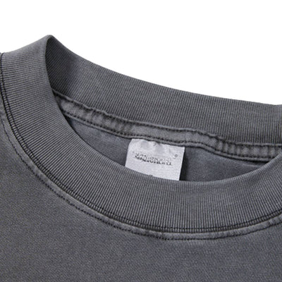 Distressed Raw Hem Boxy Cotton T-Shirt