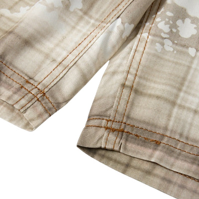 Vintage Plaid Curved-Cut Cropped Pants