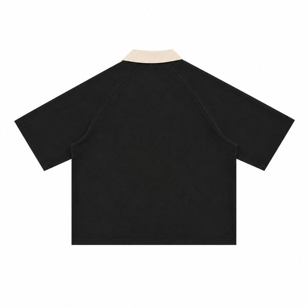 Vintage Washed Colorblock Relaxed Fit Polo T-Shirt