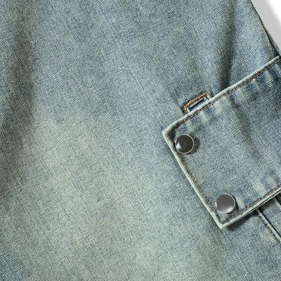 Relaxed Washed Zip-Up Denim Vest