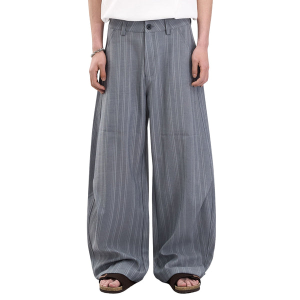 Vintage American Stripe Wide-Leg Curved Trousers