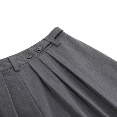 Vintage Pleated Wide Leg Cropped Trousers