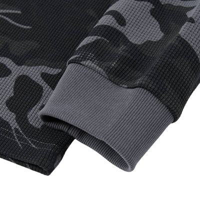 Men's Camouflage Waffle Crew Neck Loose Fit Tee Shirt