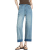 Risen Jeans Straight-Leg Washed Ankle Jeans
