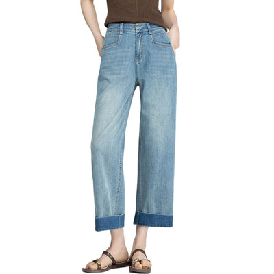 Risen Jeans Straight-Leg Washed Ankle Jeans