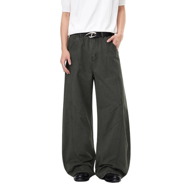 Vintage Washed Curved-Leg Trousers