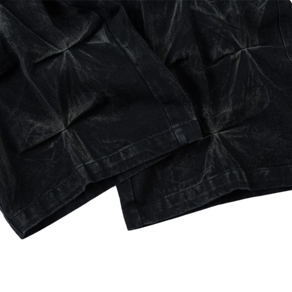 Men's Tie-Dye Denim Pants Heavy Pleated Distressed Loose Wide Leg