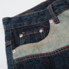 Patchwork Curved Wide-Leg Raw Denim Premium Jeans