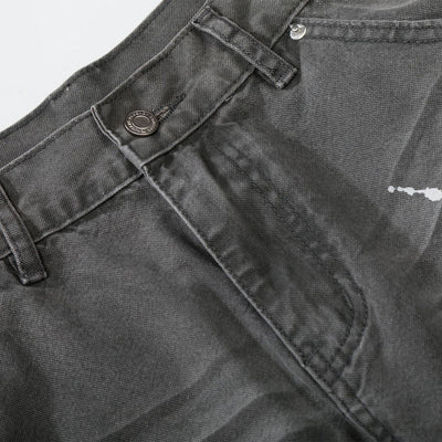 Wide Leg Banana Jeans Cat Whisker Painted Denim