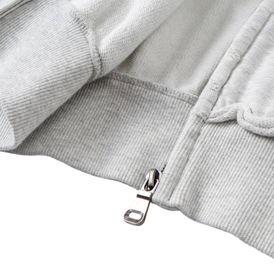 Washed Raw Edge Double Slider Zip Hoodie