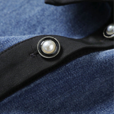 Patchwork Short-Sleeve Denim Shirtdress