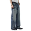 Vintage Washed Crease Effect Wide Leg Baggy Denim Jeans