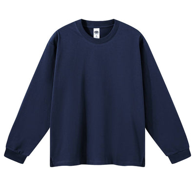 Solid Loose Fit Side Split Hem Long Sleeve T-Shirt