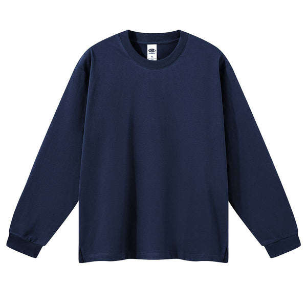 Solid Loose Fit Side Split Hem Long Sleeve T-Shirt