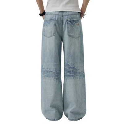 Light Wash Ghost Claw Baggy Wide Leg Denim Jeans
