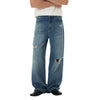 Retro Wash Ripped Wide Leg Denim Jeans