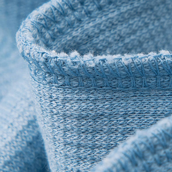 Vintage Snow Washed Waffle Knit V-Neck Polo Tee