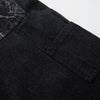 Marble Pattern Panels Black Wide Leg Painter Pants