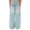 Light Wash Utility Cargo Pocket Wide Leg Jeans