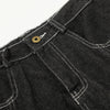 Flame Print Black Wide Leg Denim Shorts