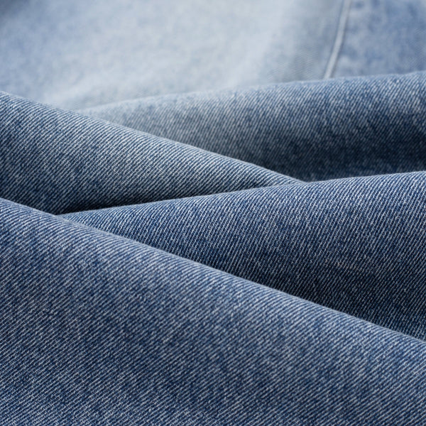 Pleated Vintage Wash Denim Baggy Jeans