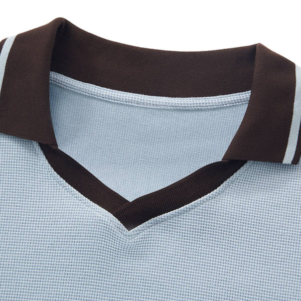 Vintage Waffle Colorblock Boxy Fit Heavyweight Polo T-Shirt