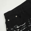 Painted Distress Black Wide Leg Star Patch Jeans